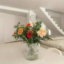 1Pc Elegant Striped Glass Vase, Modern Minimalist Glass Vase, Cylindrical Design, Suitable For Home Decor, Rome Decorations, Restaurant Table Centerpiece Decoration, Garden Decor, Wedding Decor And Birthday Party Gifts Room Decor Flower Vase - Clear - View 10