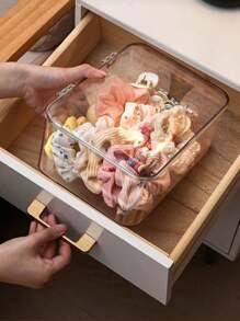 Jewelry Storage Box, Flip-Top Transparent Dust-Proof Box Suitable For Hair Clips, Headbands, Elastic Bands Desktop Organizer, Stackable Storage Box For Drawers, Vanity, Bathroom Girlfriend Gifts Sun Travel Cool Back To School For Women Storage Organizer Travel Essentials Back To School Dormitory Storage