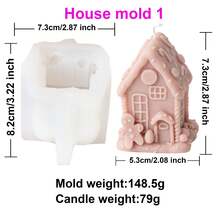 3D圣诞屋蜡烛硅胶模具DIY创意小屋香薰石膏模具家居装饰圣诞装饰礼物工具 - 白色 - 查看 12
