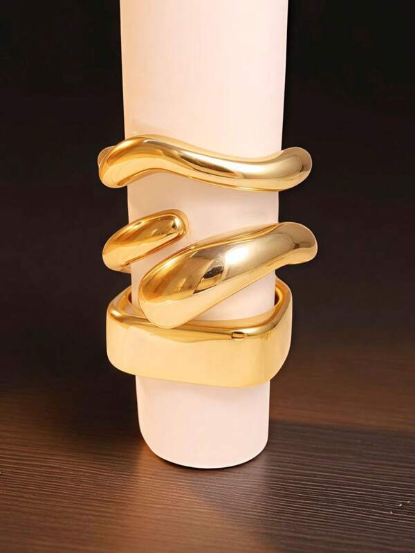 Conjunto de 3 pulseiras de metal de resina geométricas da moda retrô, adequadas para mulheres, uso casual diário, festas e reuniões