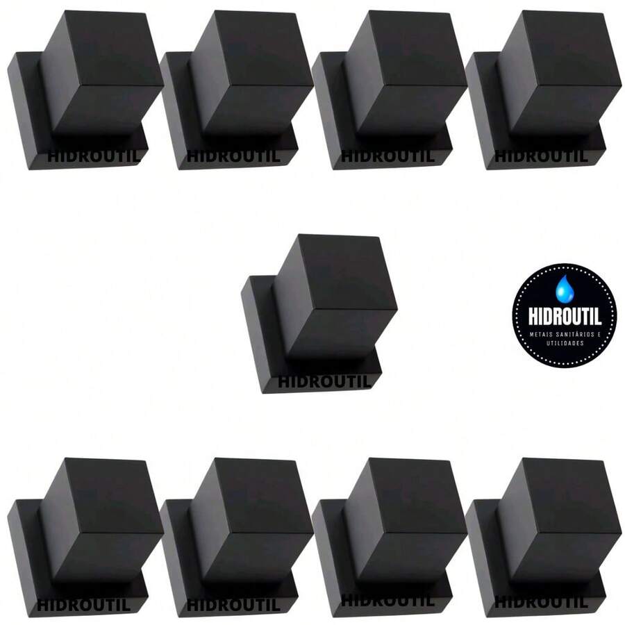 Kit 9 Acabamento Registro Pressão Quadrado ABS Preto Padrão Deca - Preto - Visão 1