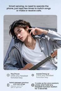 Lenovo Bluetooth Headset TA100 Semi-In-Ear 5.4 Air-Feeling Comfortable To Wear HiFi Stereo Sound Quality Active Noise Reduction + ENC Game Sports Mode Suitable For Apple Huawei Xiaomi Moon Rock White - Moon Rock White - View 5