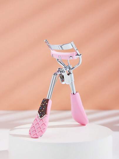 1pc Portable Stainless Steel Eyelash Curler, Curved Handle Design, Non-Damaging, Lifting & Volumizing For Women