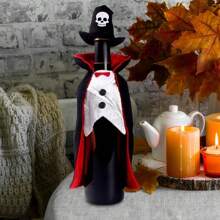 1 套万圣节吸血鬼服装、酒瓶套、吸血鬼城堡、香槟红酒袋、2025 年万圣节快乐派对的桌面装饰、万圣节礼物 - 彩色 - 查看 4