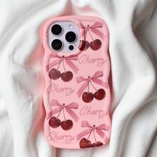 1pc Cherry Bowknot, Minimalist Cute Cartoon Bowknot For Girls, Innovative Beautiful Fashion, Simple, Matte Macaron Color Full Coverage Anti-Fall, Compatible With Samsung/Redmi/A1/POCO/Apple/XR/11/14/15/16/Transsion/OPPO/REALME/Honor Waterproof Shockproof Scratch Resistant