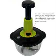 1 Pc Manual Hand Crank Vegetable Chopper With Blade Guard, 50.72 Oz Capacity, Stainless Steel, For Chopping Vegetables, Mincing Garlic, Cutting Meat, Easy To Clean, Suitable For Home Kitchen