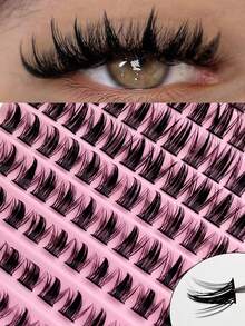 Rikuaild 120pcs D-Curl Fluffy Eyelash Clusters, Cartoon Style, DIY Lash Extension, Soft & Voluminous, Dense Individual Lashes, Natural & Realistic, False Eyelashes - D - View 1