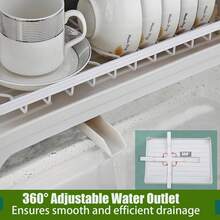 Dish Drying Rack: 2 Tier Stainless Steel Dish Rack For Kitchen Counter,Dish Racks For Kitchen Counter And Sink - Large Dish Drying Rack With Drainboard & Utensil Holders - Stainless Steel Dish Drainers Kitchen Organization And Storage - Trắng mờ - Xem 3