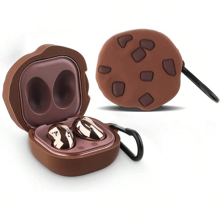 Silicone Case Protective Cover With Cute Cartoon Design For  Galaxy Buds FE And Pro And 2 Series And Live With Carabiner - Cookie - View 1