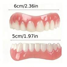 5pcs Simple Style Teeth Decoration Set, Smile Enhancement Denture Set With Storage Box, Makeup Mirror, Tweezers, Comfortable Fit, Flexible Disposable White Denture Set, Suitable For Men And Women - trắng - Xem 4