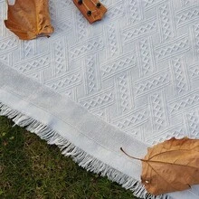 1 Pc Boho Style Picnic Mat Camping Blanket With Tassel Outdoor Camping Equipment Boho Style Tablecloth Sleeping Bag Moisture-Proof Mat Picnic Mat Suitable For Outdoor Picnic Holiday Party Decoration Bedroom/Living Room Decoration Outdoor Travel Valentine's Day Gift Home Decoration - White - View 7