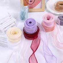 10/50Yards Sheer Chiffon Ribbon Organza Satin Ribbons For Gift Wrapping Decoration Christmas Wedding Birthday Party Bouquets Wreath Sewing Supplies