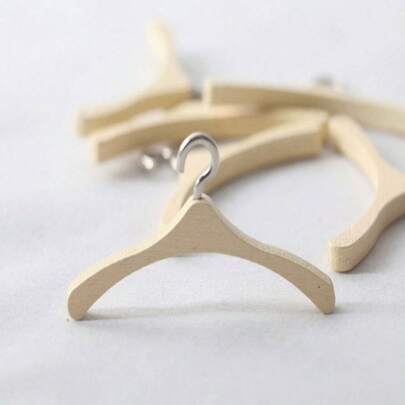 3件/8件/20件/迷你木衣架，木衣架支撑娃娃衣服，口袋家具模型仿真生活微缩场景配件娃娃屋，