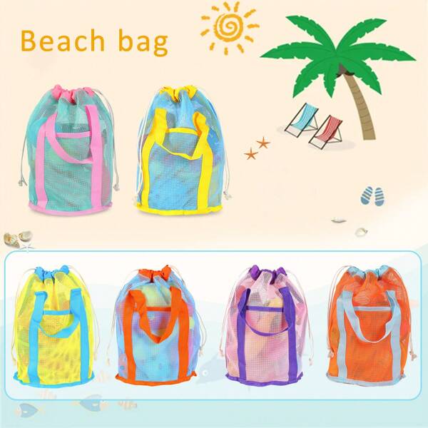 Mesh Net Drawstring Backpack, Wet Bag, Travel Storage Bag, Beach Bag, Gym Sports Workout Equipment Bag