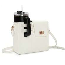 1pc Personalized Custom Name Design, Letter Capitalization, Pu Leather Square Portable Beverage Bottle, Water Cup Bag, Universal Large Insulated Cup, Pink Single-Shoulder Crossbody Water Cup Bag, Large-Capacity Women's Bag, Suitable For Daily Commuting, Office, Outdoor Camping And Shopping - Multicolor - View 16