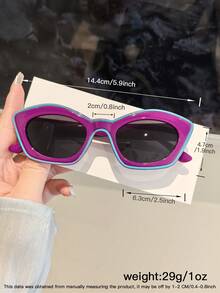 1 件女士亚克力休闲不对称猫眼拼色时尚百搭眼镜，适合旅行配件和毕业礼物猫眼形墨镜 - 彩色 - 查看 9