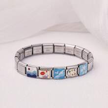 1PC Summer Casual Stainless Steel Bracelet, With Personalized Patterns Such As Pet Dogs And Beach Scenery, Suitable For Daily Wear