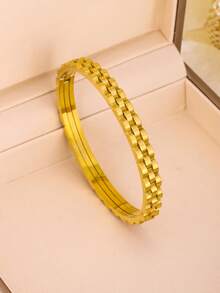 Vòng tay xếp chồng bằng thép không gỉ mạ vàng 18K có thiết kế dây xích và cỏ ba lá, phong cách thời trang dành cho nữ, thích hợp cho trang phục thường ngày, tiệc tùng, ngày lễ, sinh nhật, đám cưới, quà tặng ngày lễ tình nhân, mẹ, mẹ, ngày của mẹ, quà tặng - mô hình Huizi - Xem 2