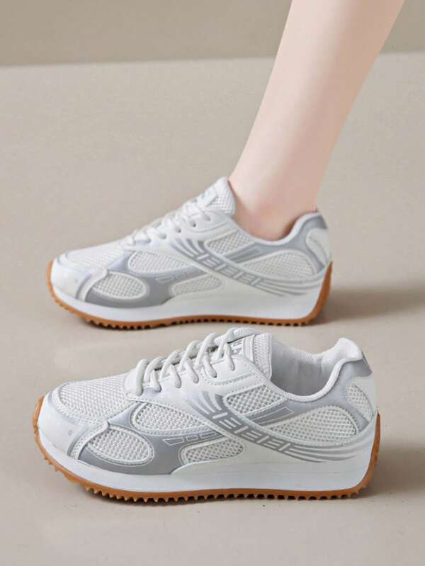Popular Selling! Women's Silver Mesh Vintage Sneakers,Breathable & Fashionable Casual Sports Shoes