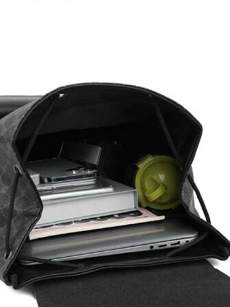 大容量男士格子背包 - 笔记本电脑包配有可调节肩带、多个隔层和拉链开合，适合通勤、办公室工作、商务旅行