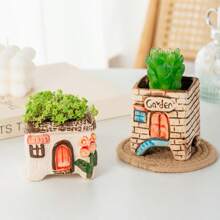 2 Pieces 2.5 Inch Ceramic Succulent Pots Set With Drainage Holes - Flowing Glaze Design For Planting Mini Plants And Flowers