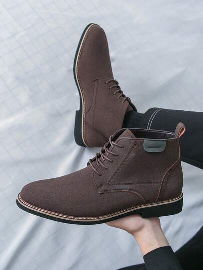 时尚、多功能、舒适的青少年绒面革靴，透气衬里设计适合户外、商务、办公室、旅行，