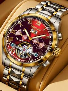 男士多色钢表带时尚商务日历镂空陀飞轮全自动机械腕表 - 均碼 - 查看 11