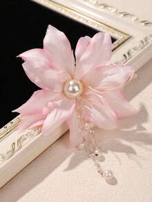 1 pièce Pince à cheveux florale à franges de perles de bohème, accessoire capillaire pour la mariée, mariage sur la plage