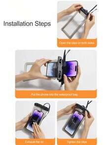 حقيبة هاتف محمول مقاومة للماء من قطعة واحدة، حقيبة هواتف مقاومة للمياه مع حبل، وحقيبة سباحة للشاطئ في الهواء الطلق، للنزهات والتنقل، وتصوير تحت الماء مع وسادة هوائية للمدرسة والمكتب والمنزل، كيس هاتف خلوي للسفر مقاوم للماء بتصميم ثلاثي الأبعاد، حافظة واقية محكمة الإغلاق، الحقيبة البلاستيكية الشفافة الجافة مع رقبة للشواطئ والرحلات البحرية والسفر، والحقيبة الرياضية للهواتف الذكية وحقيبتها الصيفية للعطلات