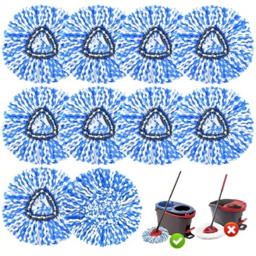 10 Pack Mop Replace Heads Compatible With OCedar Easywring Rinseclean 2Tank System Spin Mop Head Replacement Microfiber Mop Refills For Deep Cleaning Washable And Reusable