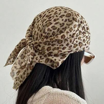 1pc Chiffon Floral Print Scarf, Thin Square Scarf, Casual Versatile Fashion Elegant Neckscarf For Professional Women, Spring/Autumn For Dress