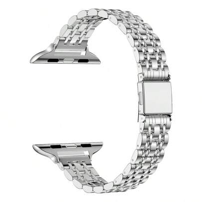 Pulseira AppleWatch 1 peça feminina e masculina para Apple Watch, aço inoxidável, dourado, prateado, S1-9, S10 Ultra 2 SE, com ferramenta de remoção para ajustar o comprimento da pulseira