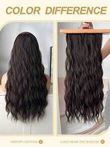 Clip In Hair Extensions Brown Color 16 CLips 24 Inch Long Water Wave Hair Extension For Girl Women Full Head Synthetic Hair Extensions Hairpieces - Brown - View 10