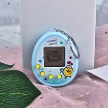 Consola de juegos portátil, Consola de juegos electrónica de mascota virtual estilo nostálgico Genie, en color rosa y morado, con juego de romper huevos, mini consola de juegos electrónica portátil, llavero pendiente con decoración de huevo de mascota virtual, casual