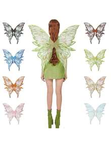 Large 4-Leaf Foil Butterfly Wings/Wing Set, Shiny Transparent Fairy Wings Costume For Adults, Angel Wings For Women, Christmas Wings - Multicolor - View 2