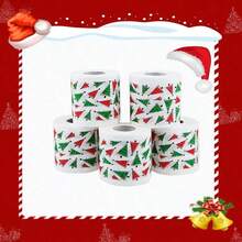 3/1 szt. rolki papieru toaletowego z nadrukiem świątecznym – biały papier, dekoracyjny wystrój domu z motywem Świętego Mikołaja, świąteczny prezent do kawiarni restauracyjnej