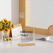 1pc Acrylic Desktop Decor Gift For Teachers, Bosses, Mentors, Coaches, Thanksgiving Gifts, Holiday Gifts, With Wooden Base