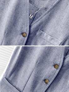 Women's Casual Summer Vacation Linen-Look Sleeveless Blazer & Wide Leg Pants Set