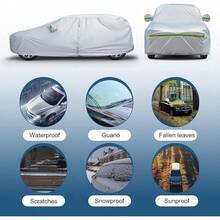 6-Layers PEVA New Material Sedan SUV Full Padded Car Cover Waterproof All Weather Weatherproof Snow Dust Resistant Outdoor Exterior Custom Form-Fit Straps 165-179 - 銀色車罩 - 查看 4