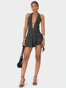 Deep V Neck Backless Distressed Asymmetrical Sexy Mini Dress, Apocalyptic Inspired - Black - View 5
