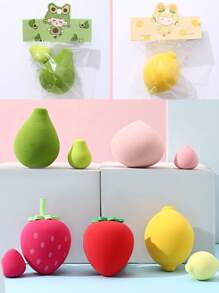 BATENG 1/2pcs Fruit-Shaped Makeup Sponge – Soft Reusable Latex-Free Blending Puff For Foundation, Concealer & Powder, Cosmetic Beauty Sponge With Adorable Cartoon Header Card Packaging, Ideal For Girls, Teens & Makeup Beginners, Perfect For Travel & Daily Use,Makeup,Cheap,Room Decor,Vanity,Travel,Bedroom,Makeup Accessories,Puff,Makeup Blender,Powder Puff,Makeup Sponge