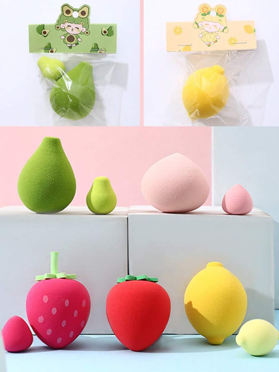 BATENG 1/2pcs Fruit-Shaped Makeup Sponge – Soft Reusable Latex-Free Blending Puff For Foundation, Concealer & Powder, Cosmetic Beauty Sponge With Adorable Cartoon Header Card Packaging, Ideal For Girls, Teens & Makeup Beginners, Perfect For Travel & Daily Use,Makeup,Cheap,Room Decor,Vanity,Travel,Bedroom,Makeup Accessories,Puff,Makeup Blender,Powder Puff,Makeup Sponge