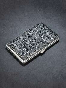 1pc New Metal Leather Textured Compact 20 Cigarette Case Holder, Smoking Accessories, Cigarette Storage, Gifts - Multicolor - View 2