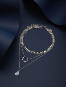 1pc European & American Retro Bohemian Style Simple Pendant Necklace With Metal Hoop & Water Drop Charm NightOut Unleash Your Style-Girls' Night Out, Bold And Dazzling SeasideVibes Get Into Beach Mode And Unwind