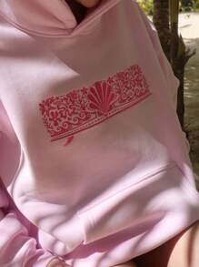 Y2k Hoodies For Teen Girls Women Oversized Graphic Flower Embroidery Hooded Sweatshirts Vintage Long Sleeve Pullover Top Y2K Preppy Aesthetic Sweatshirt Top - 粉色 - 查看 5