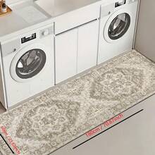 1 pieza Alfombra de silicona antideslizante con estampado floral del sudeste asiático, alfombra, tapete, impresión 3D rectangular, adecuado para sala de estar, dormitorio, pasillo, baño, lavandería - Alfombra de poliéster para decoración del hogar interior y exterior