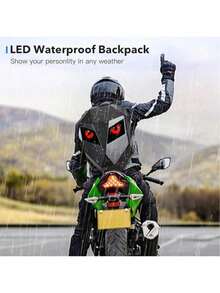 Mochila de motocicleta Gelrova Knight LED, maleta de estilo urbano de 48.26 cm de PVC, bolsa para laptop con carga USB, sin batería, ideal para salir - Gran maleta rígida para moto - Negro - Ver 6