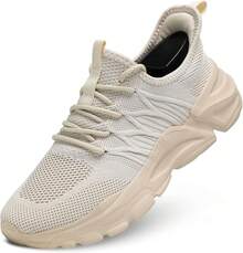 Tenis deportivos para correr para hombre, ligeros, transpirables, de malla - Z71-Beige - Ver 2