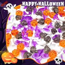 40/100pcs Halloween Themed Mini Decorations, Skull/Bone/Pumpkin/Wizard Shaped Accessories (Random Color), Holiday Gifts