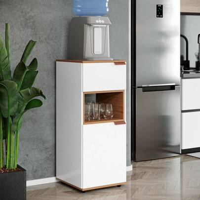 Armário Suporte para Bebedouro com Gaveta, Nicho e Prateleira – Pés Antiderrapantes, Pintura UV, Ideal para Cozinha ou Escritório